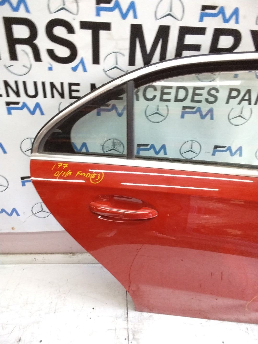 MERCEDES BENZ A-CLASS W177 DRIVER SIDE REAR DOOR O/S/R COMPLETE RED FMD83