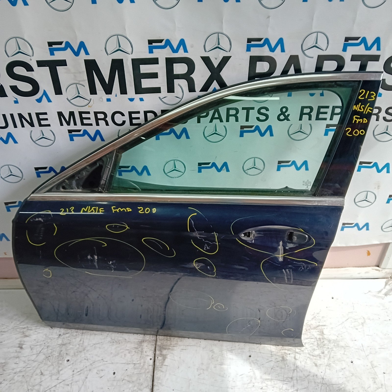 MERCEDES E-CLASS W213 SLN PASSENGER FRONT DOOR NSF BLUE 2016 ON COMPLETE FMD200