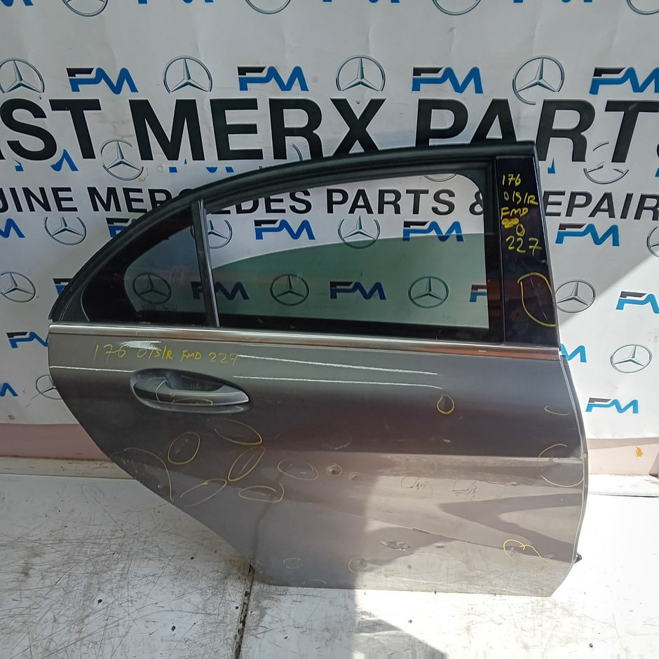MERCEDES BENZ A-CLASS W176 DRIVER REAR DOOR OSR GREY 2012-18 COMPLETE FMD227