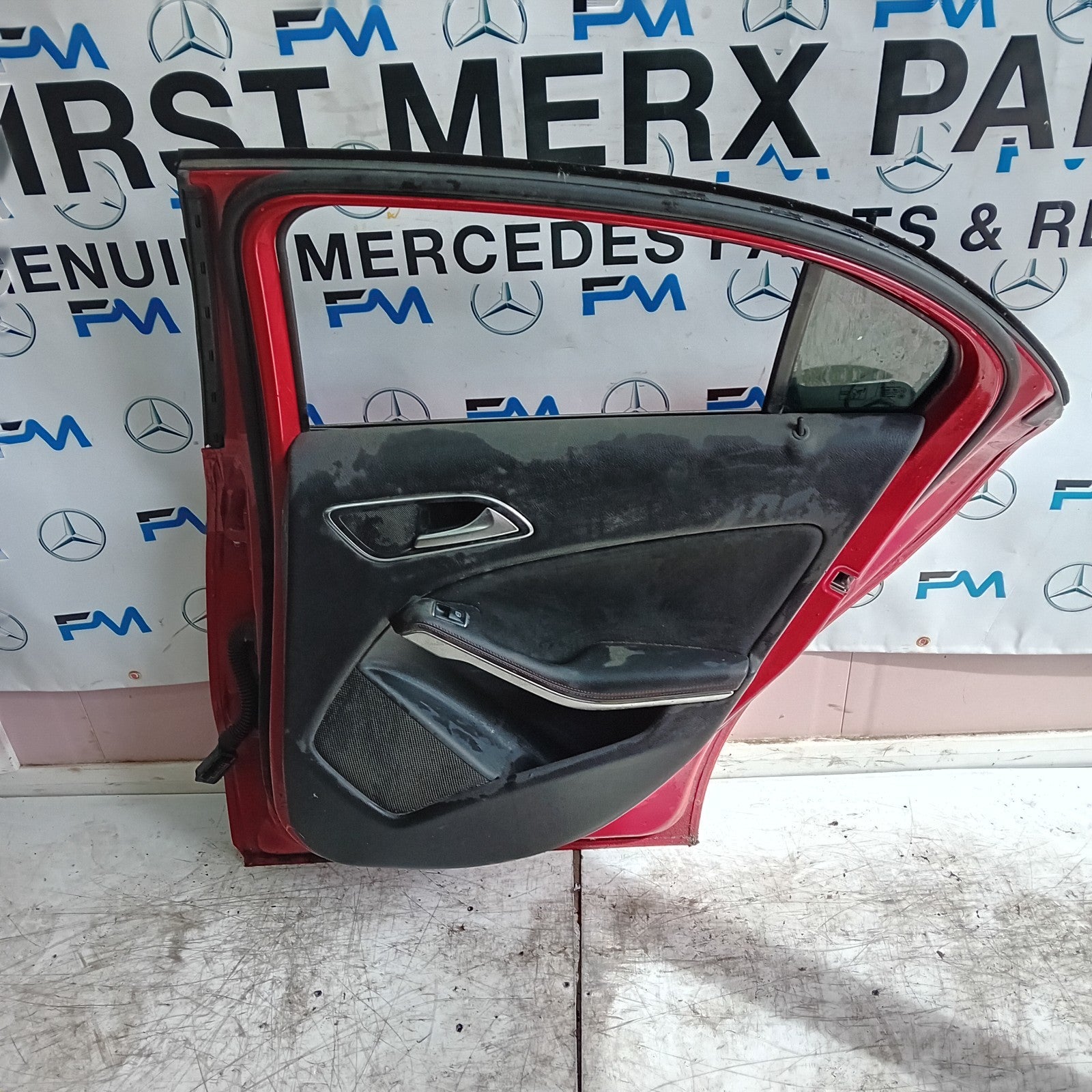 MERCEDES BENZ  A-CLASS W176 DRIVER REAR DOOR OSR RED 2012-18 COMPLETE FMD257