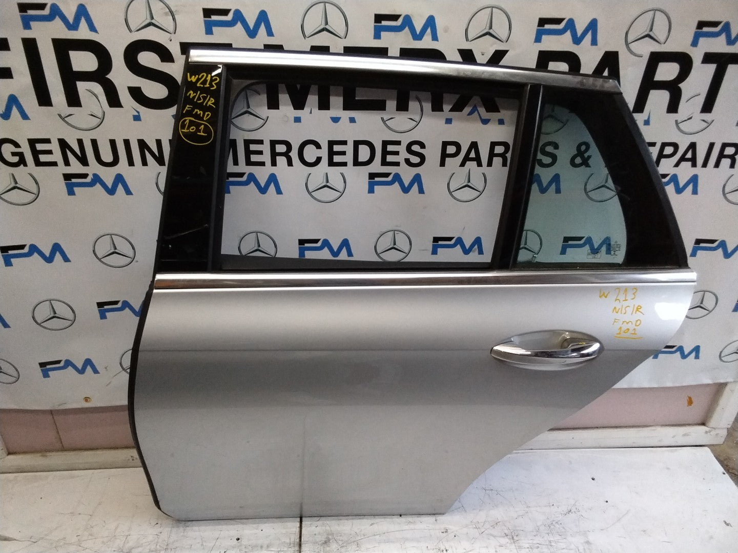 MERCEDES BENZ E-CLASS W213 PASSENGER SIDE REAR DOOR N/S/R COMPLETE SILVER FMD101