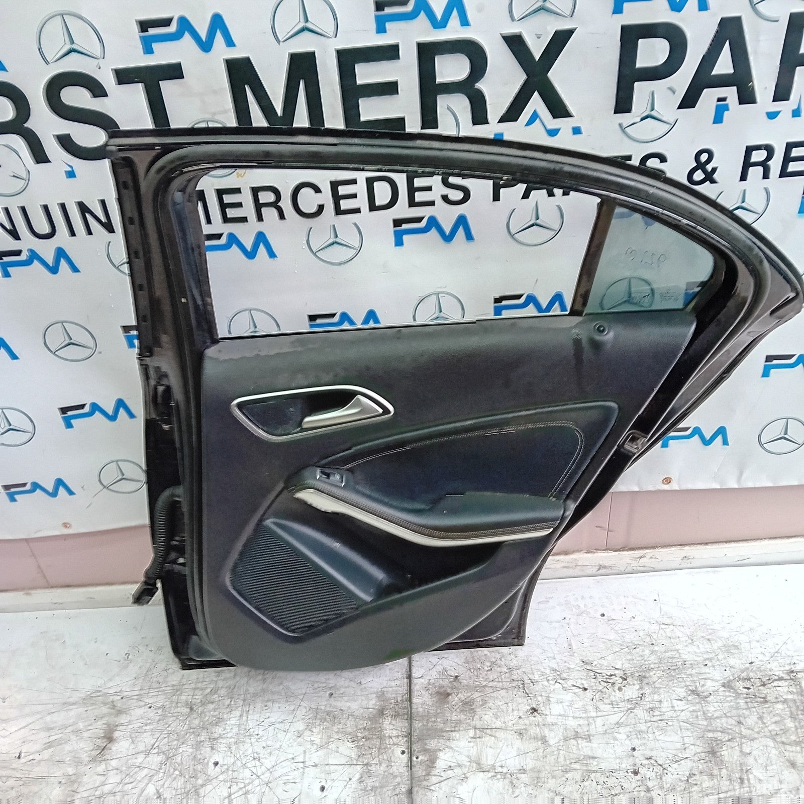 MERCEDES A-CLASS W176 DRIVER REAR DOOR OSR BLACK 2012-18 COMPLETE FMD243