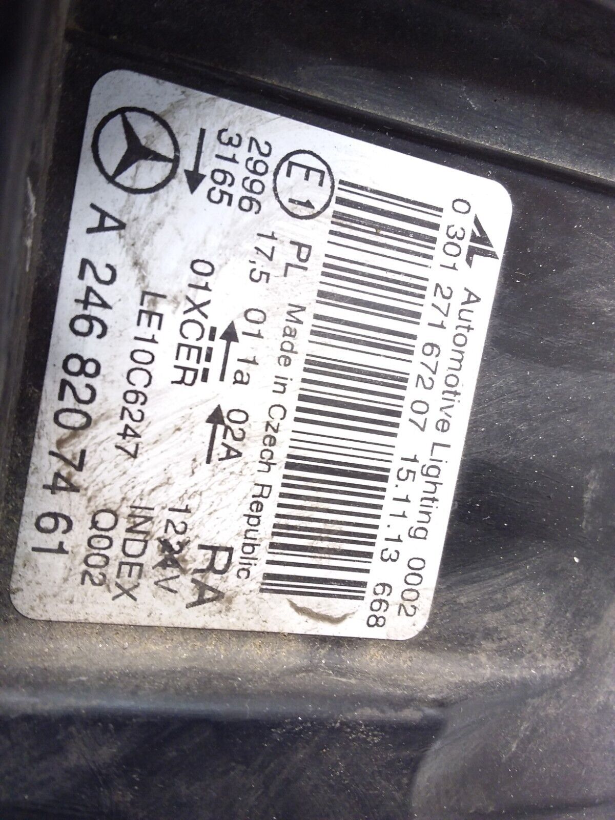 2013 MERCEDES B-CLASS W246 HEADLIGHT DRIVER SIDE OS A2468207461 FMH121 (DAMAGED)