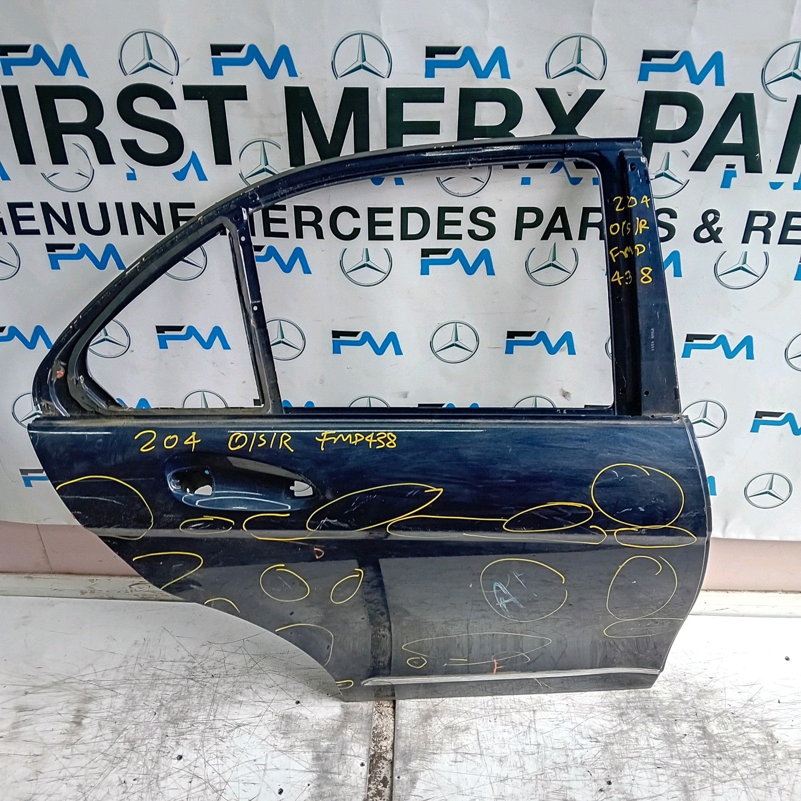 MERCEDES C-CLASS W204 SLN DRIVER REAR DOOR OSR BLUE 2009-2014 FMD438