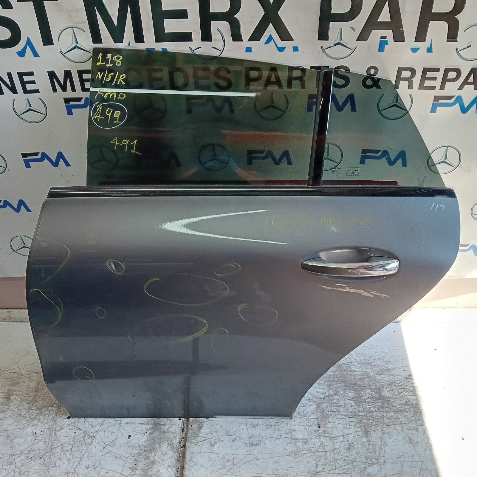 MERCEDES CLA W118 PASSENGER REAR DOOR NSR 2019 GREY COMPLETE FMD491