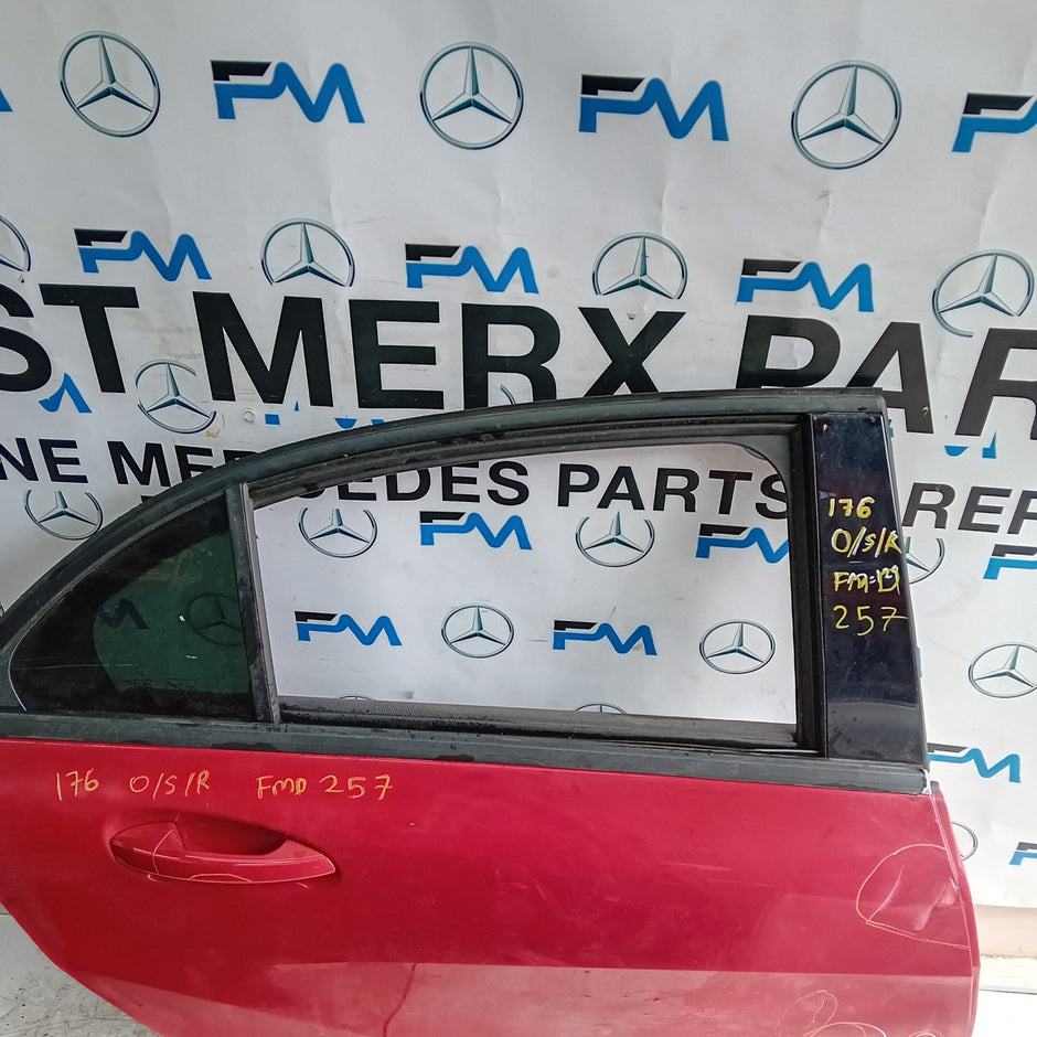 MERCEDES BENZ  A-CLASS W176 DRIVER REAR DOOR OSR RED 2012-18 COMPLETE FMD257