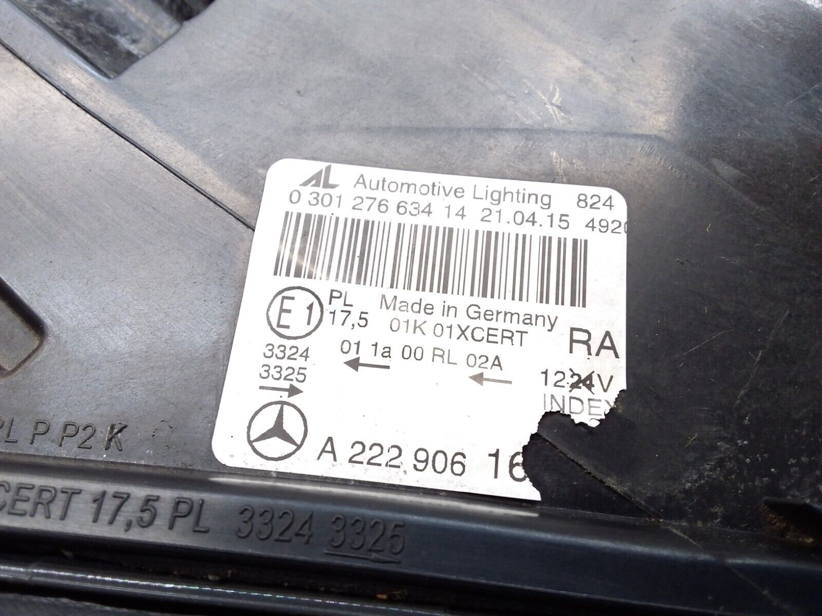 2015 MERCEDES S-CLASS W222 HEADLIGHT DRIVER OS A22290616 FMH143