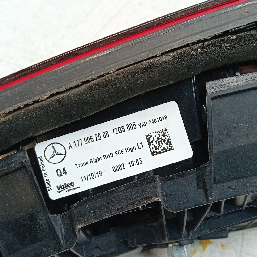 MERCEDES A-CLASS W177 DRIVER RIGHT OS REAR INNER TAIL LIGHT A1779062000 FMT239