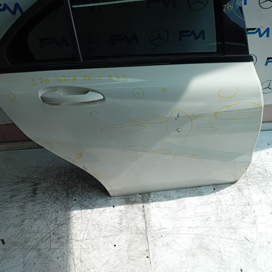 MERCEDES A-CLASS W176 SLN DRIVER REAR DOOR OSR 2012-18 WHITE COMPLETE FMD275