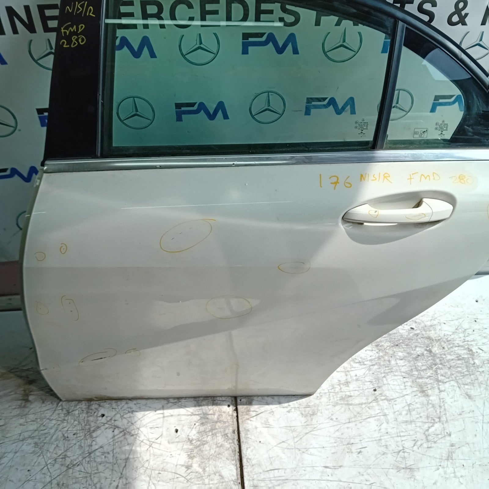 MERCEDES A-CLASS W176 PASSENGER REAR SIDE DOOR NSR 2012-18 WHITE COMPLETE FMD280