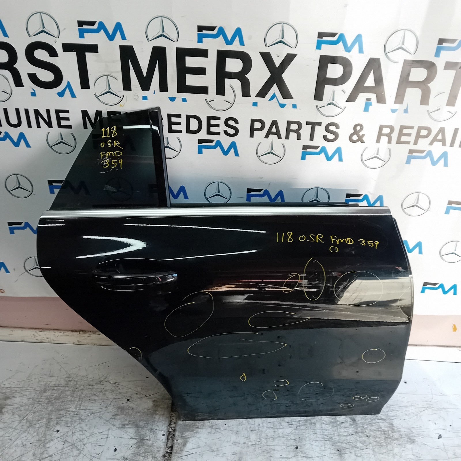 MERCEDES BENZ CLA W118 DRIVER REAR DOOR OSR 2019 ON BLACK COMPLETE FMD359