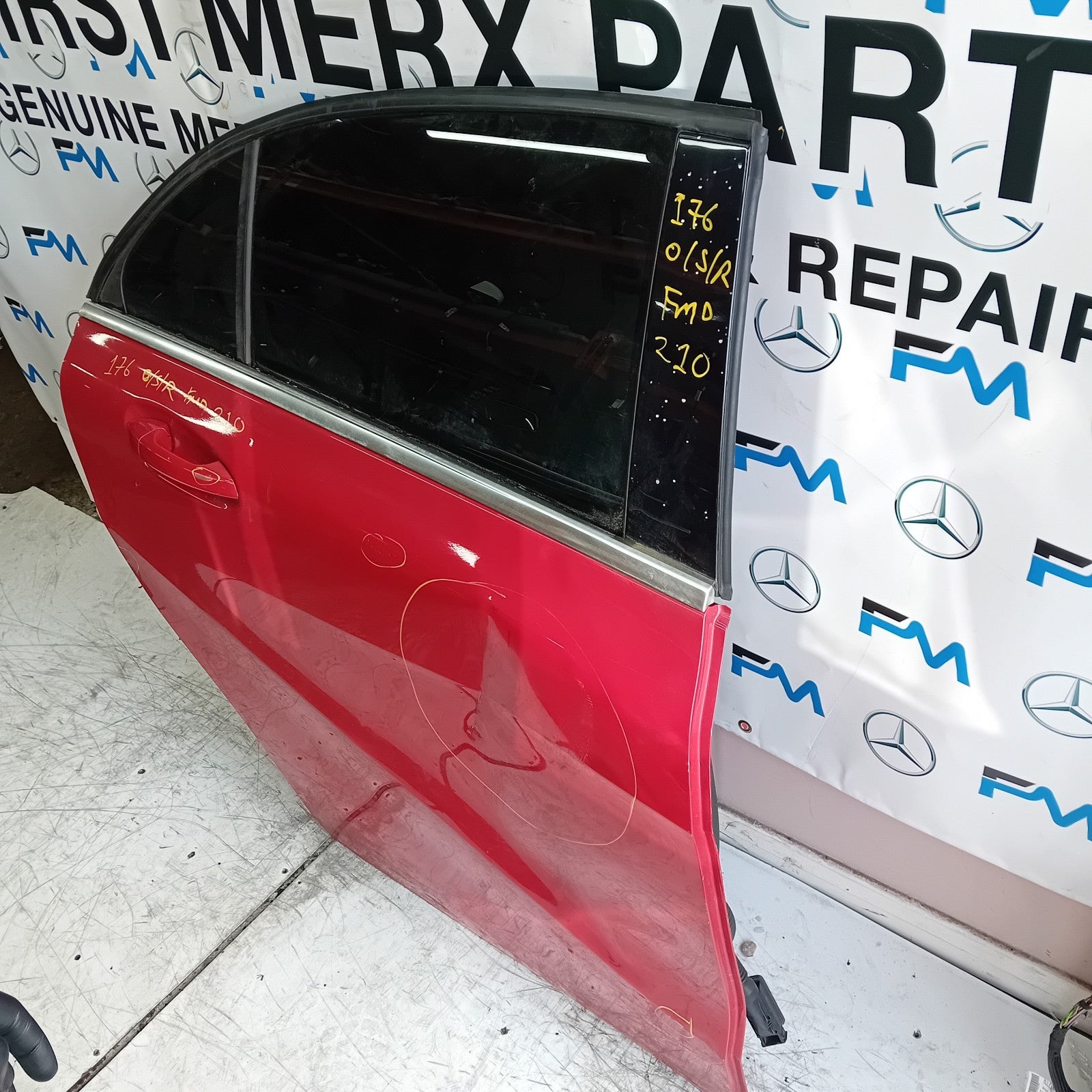 MERCEDES A-CLASS W176 DRIVER REAR DOOR OSR RED 2012- 2018 COMPLETE FMD210