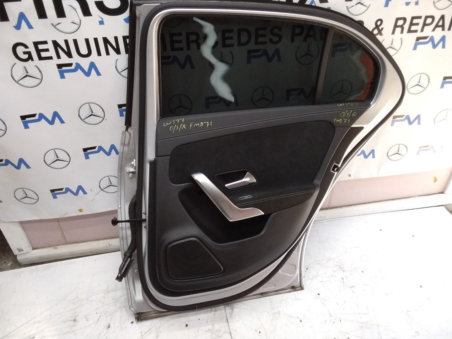 MERCEDES BENZ A-CLASS W177 DRIVER SIDE REAR DOOR O/S/R COMPLETE SILVER FMD71