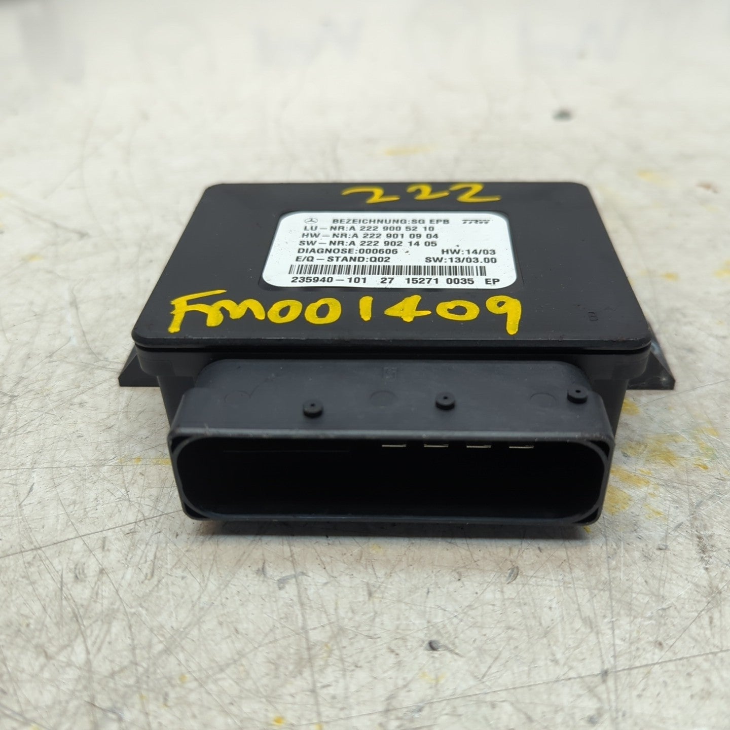 MERCEDES S-CLASS PARKING BRAKE CONTROL UNIT W222 A2229005210 FM001409