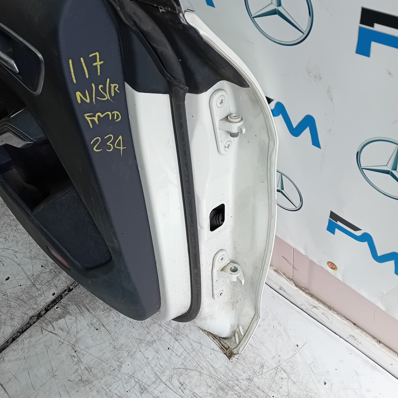 MERCEDES CLA W117 PASSENGER REAR DOOR NSR WHITE 2013-19 COMPLETE FMD234