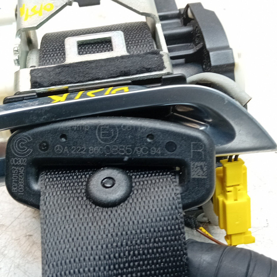 MERCEDES S-CLASS W222 DRIVER RIGHT SEAT BELT BLACK A2228600885 2015 FM001451