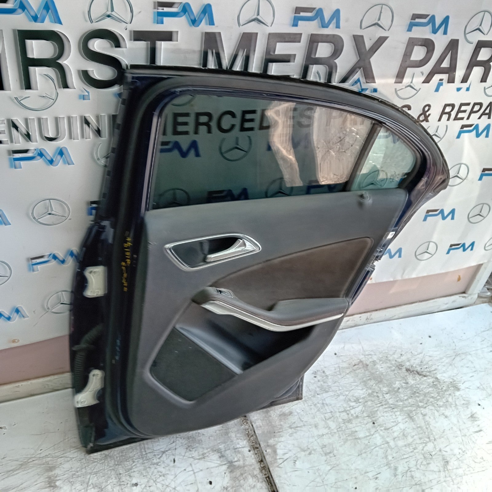 MERCEDES BENZ A-CLASS W176 DRIVER REAR DOOR OSR BLUE 2012-18 COMPLETE FMD370