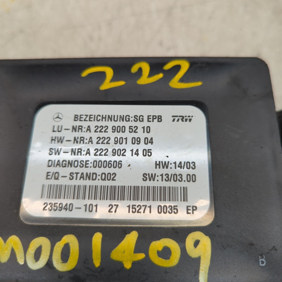 MERCEDES S-CLASS PARKING BRAKE CONTROL UNIT W222 A2229005210 FM001409