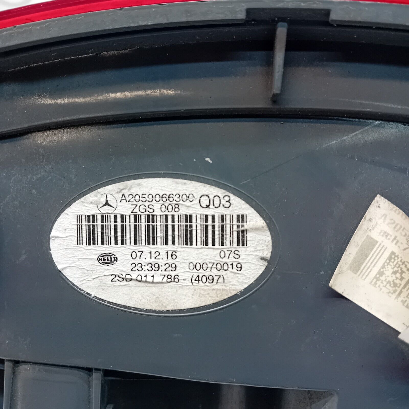 MERCEDES C-CLASS W205 COUPE 2016 REAR PASSENGER N/S TAIL LIGHT A2059066300 FMT40