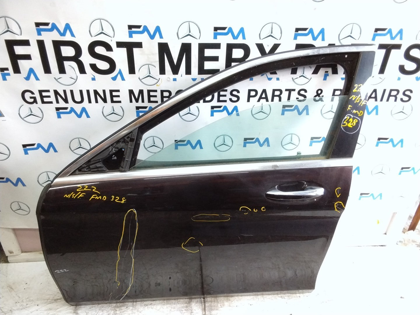 MERCEDES S-CLASS W222 SLN PASSENGER FRONT DOOR NSF BLACK 2014 ON COMPLETE FMD328