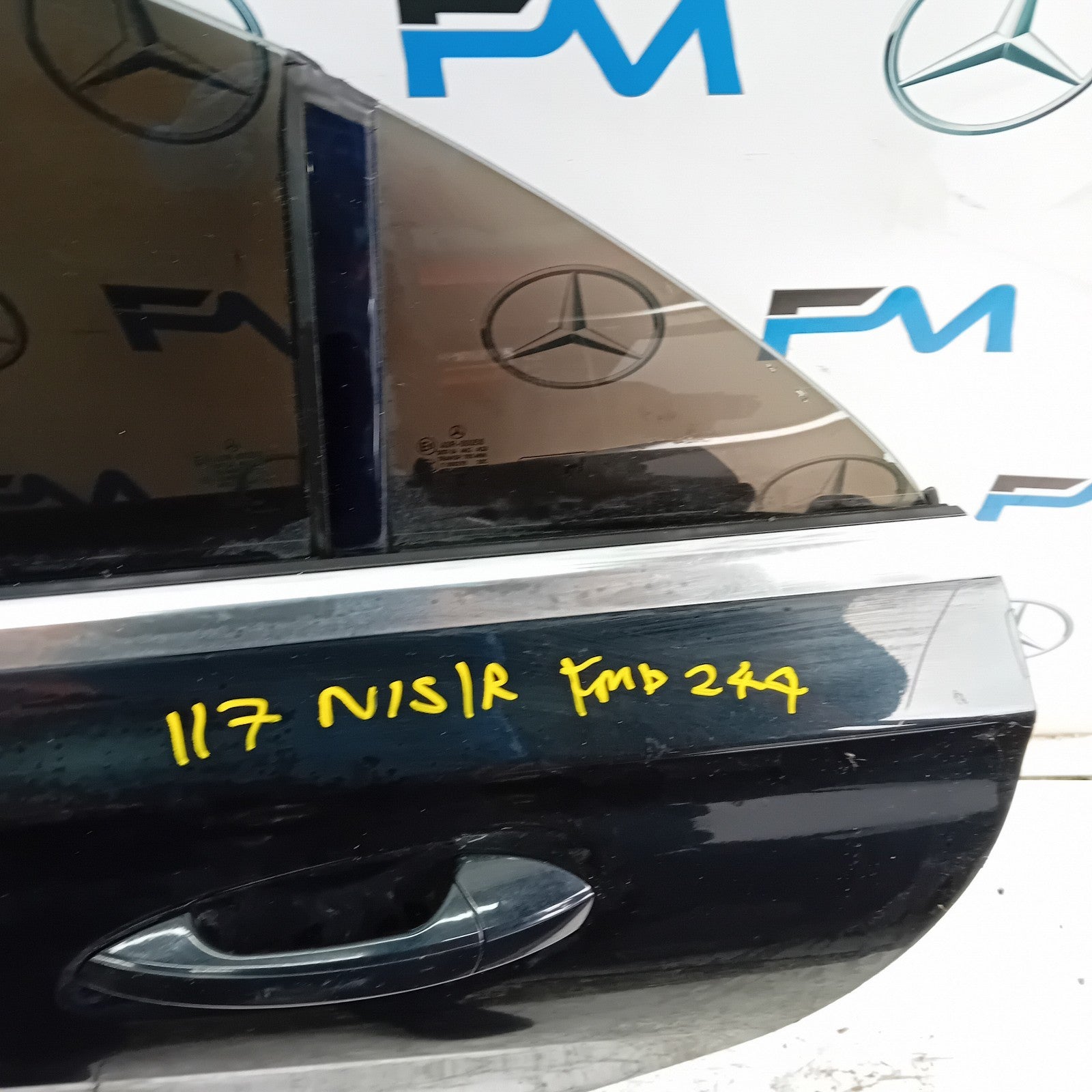 MERCEDES CLA 117 PASSENGER REAR DOOR NSR BLACK 2013-19 COMPLETE FMD244