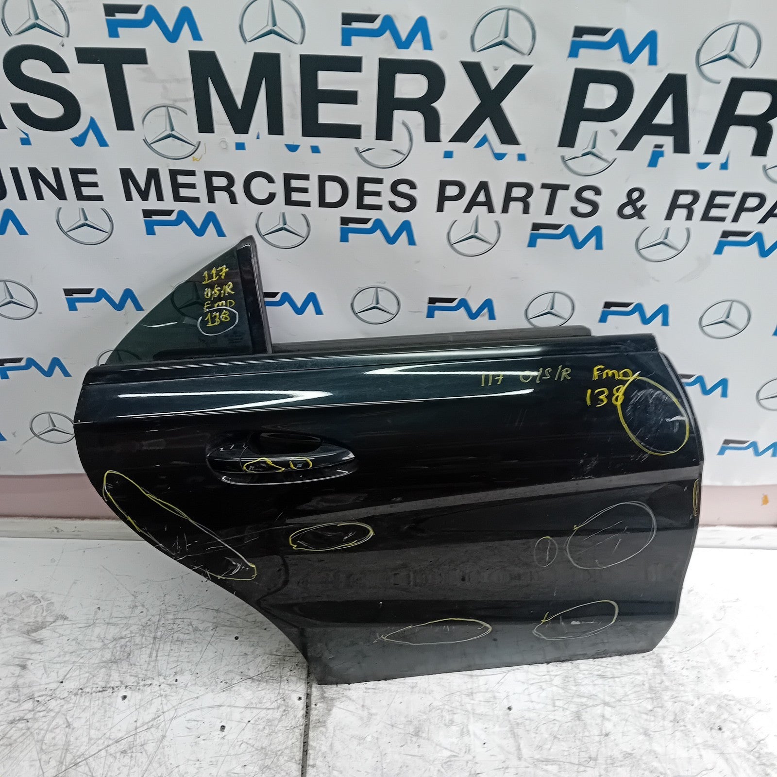 MERCEDES BENZ CLA W117 DRIVER SIDE REAR DOOR O/S/R BLACK COMPLETE FMD138