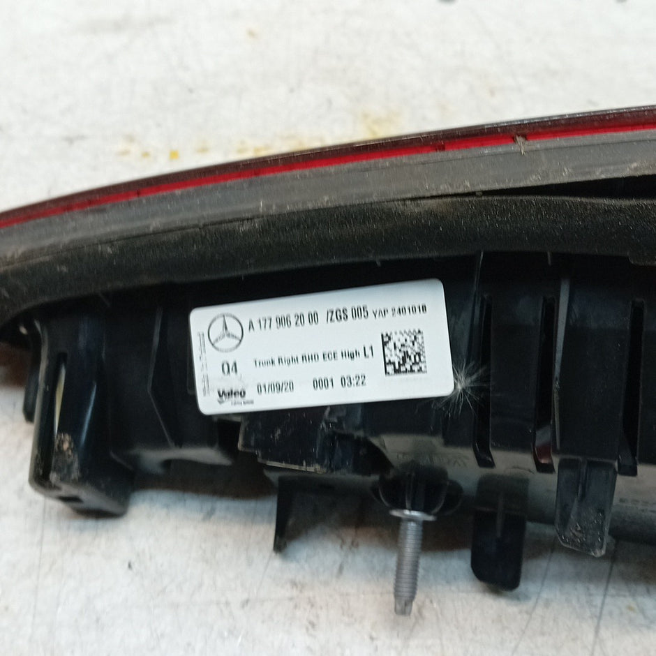 MERCEDES A-CLASS W177 DRIVER RIGHT OS REAR INNER TAIL LIGHT A1779062000 FMT242