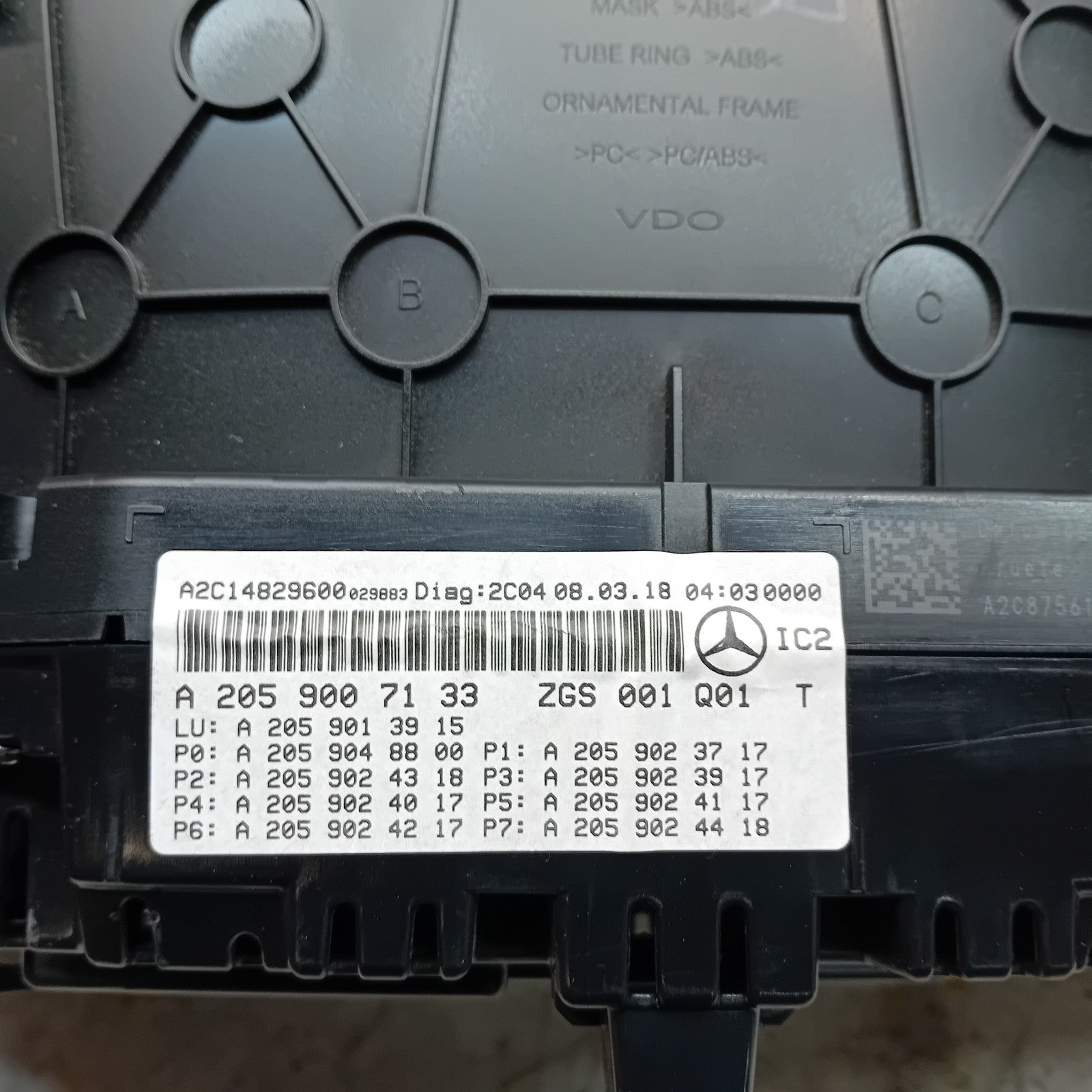 MERCEDES GLC W253  SPEEDOMETER INSTRUMENT CLUSTER BLACK A2059007133 FM001500