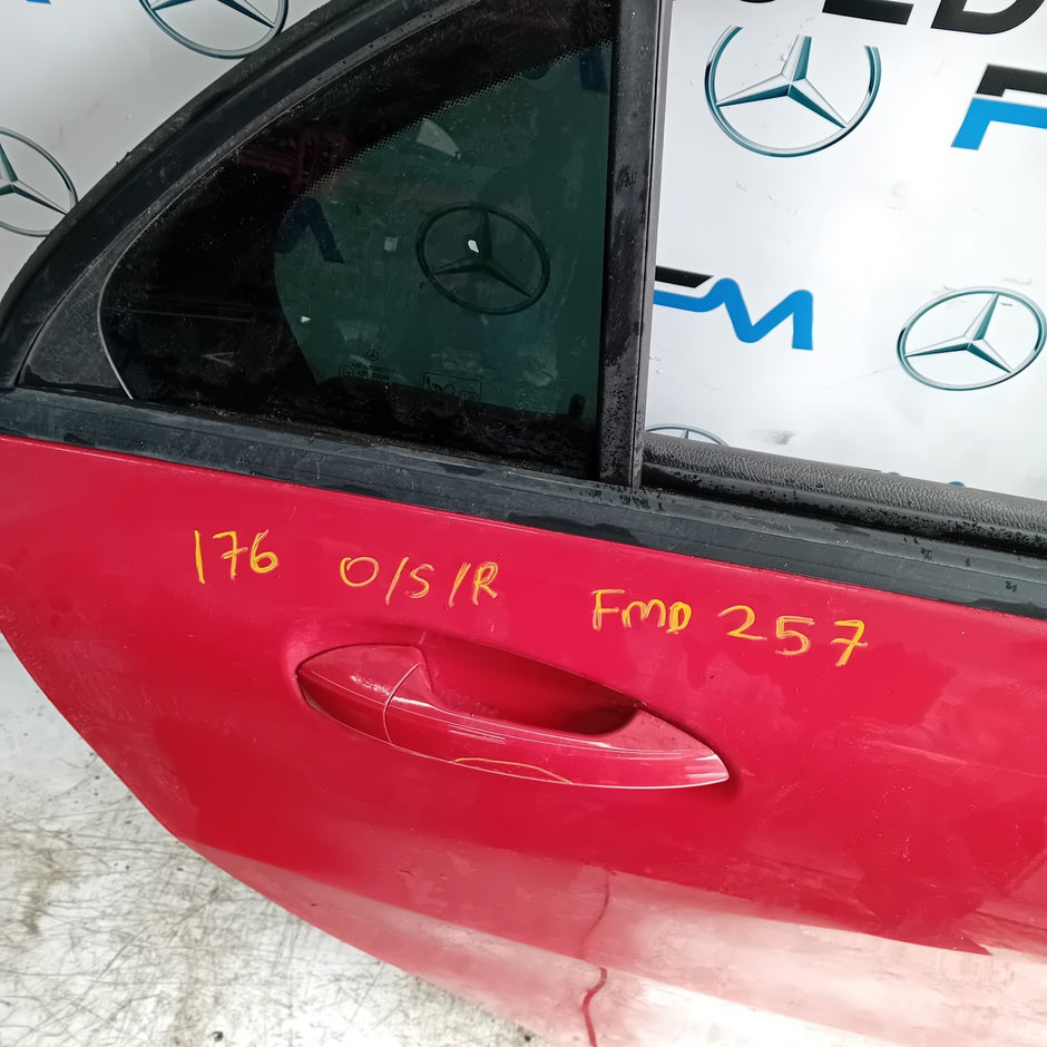 MERCEDES BENZ  A-CLASS W176 DRIVER REAR DOOR OSR RED 2012-18 COMPLETE FMD257