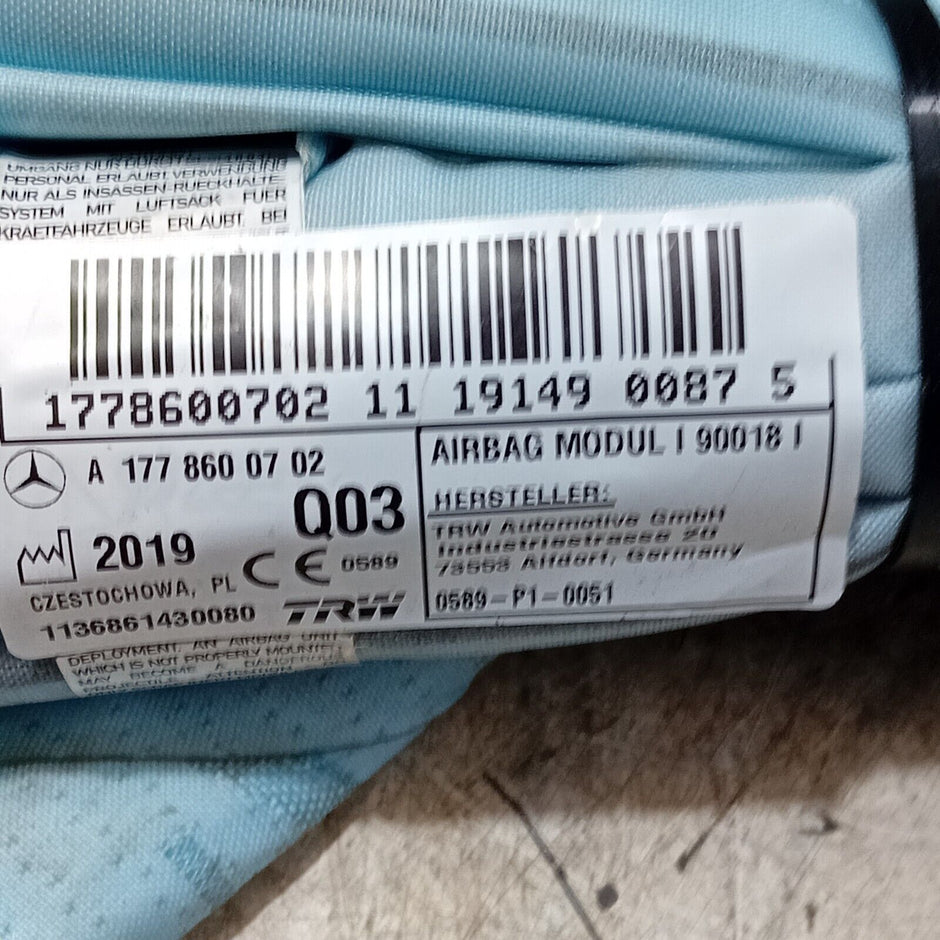 2018-23 MERCEDES A CLASS W177 CURTAIN AIRBAG PASSENGER SIDE LEFT A1778600702