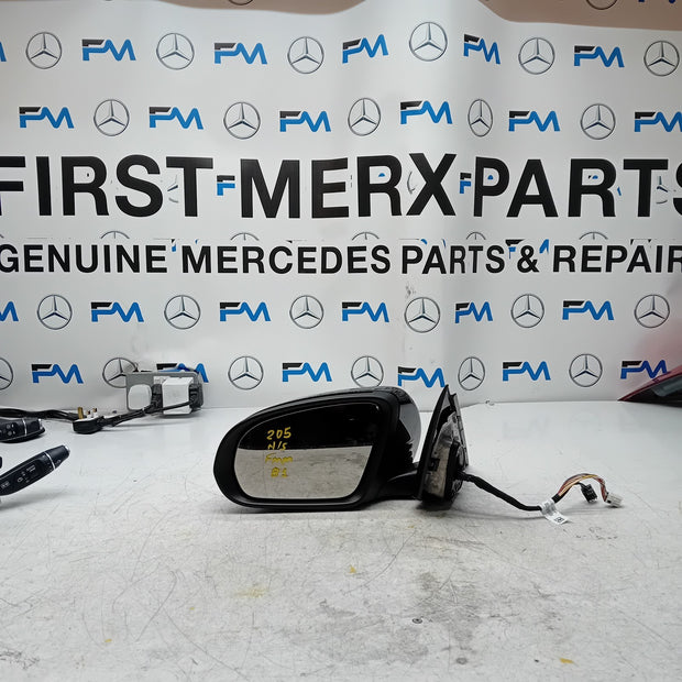 MERCEDES BENZ C-CLASS W205 PASSENGER WING MIRROR NS BLACK PL A2058104702 FMM81