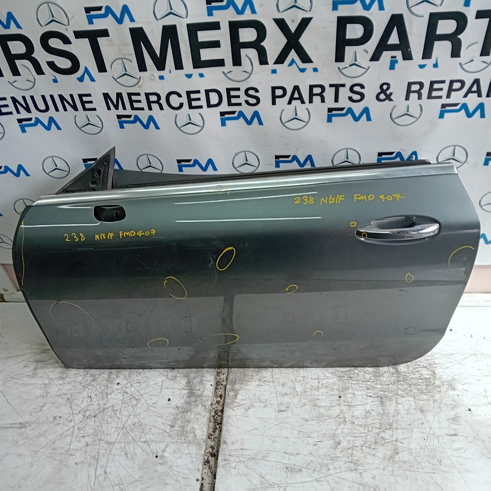 MERCEDES E-CLASS W238 PASSENGER FRONT DOOR NSF 2016 ON GREY COMPLETE FMD407
