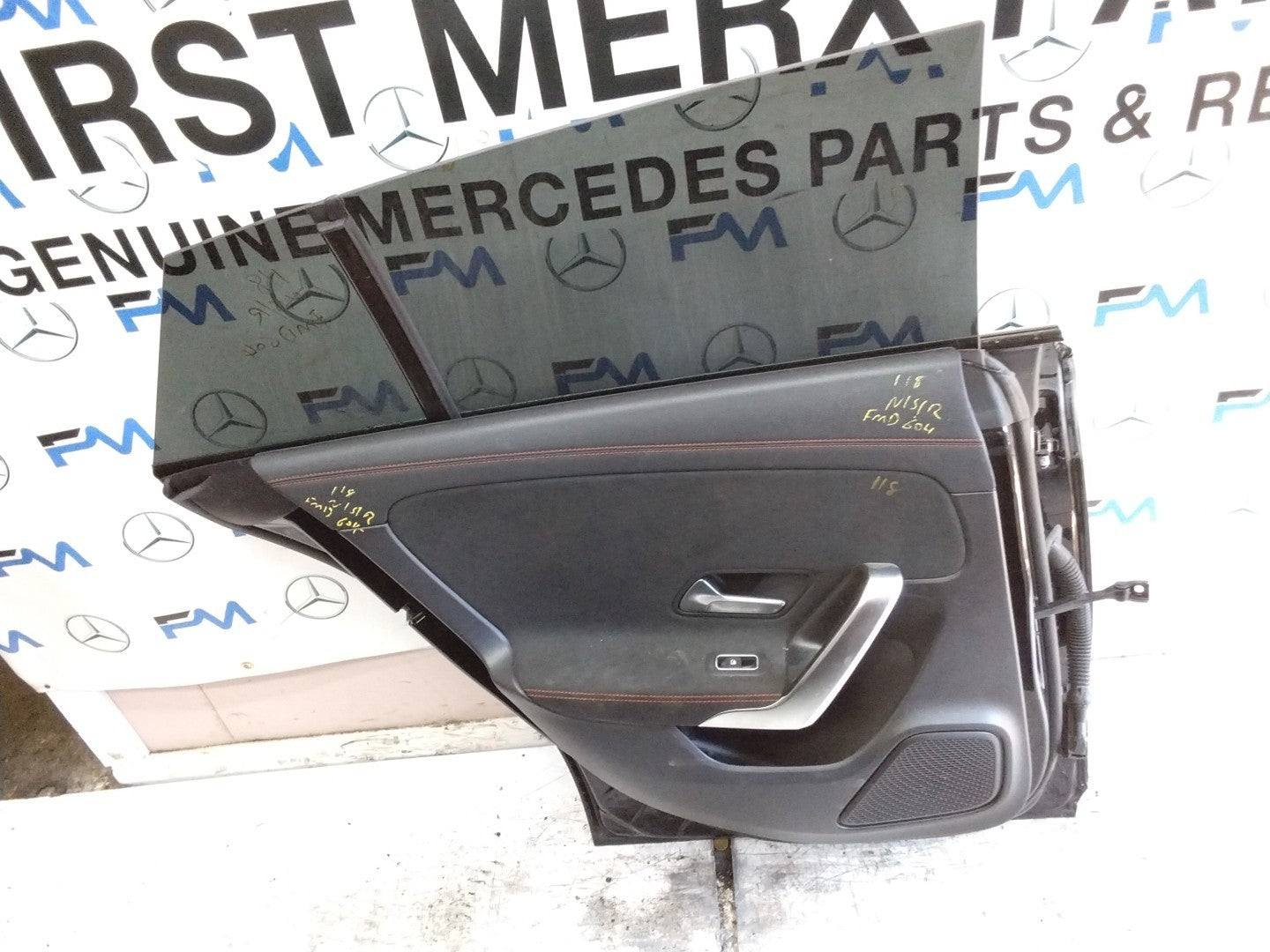 MERCEDES CLA C118 PASSENGER REAR DOOR NSR BLACK 2019 ONWARDS COMPLETE FMD604