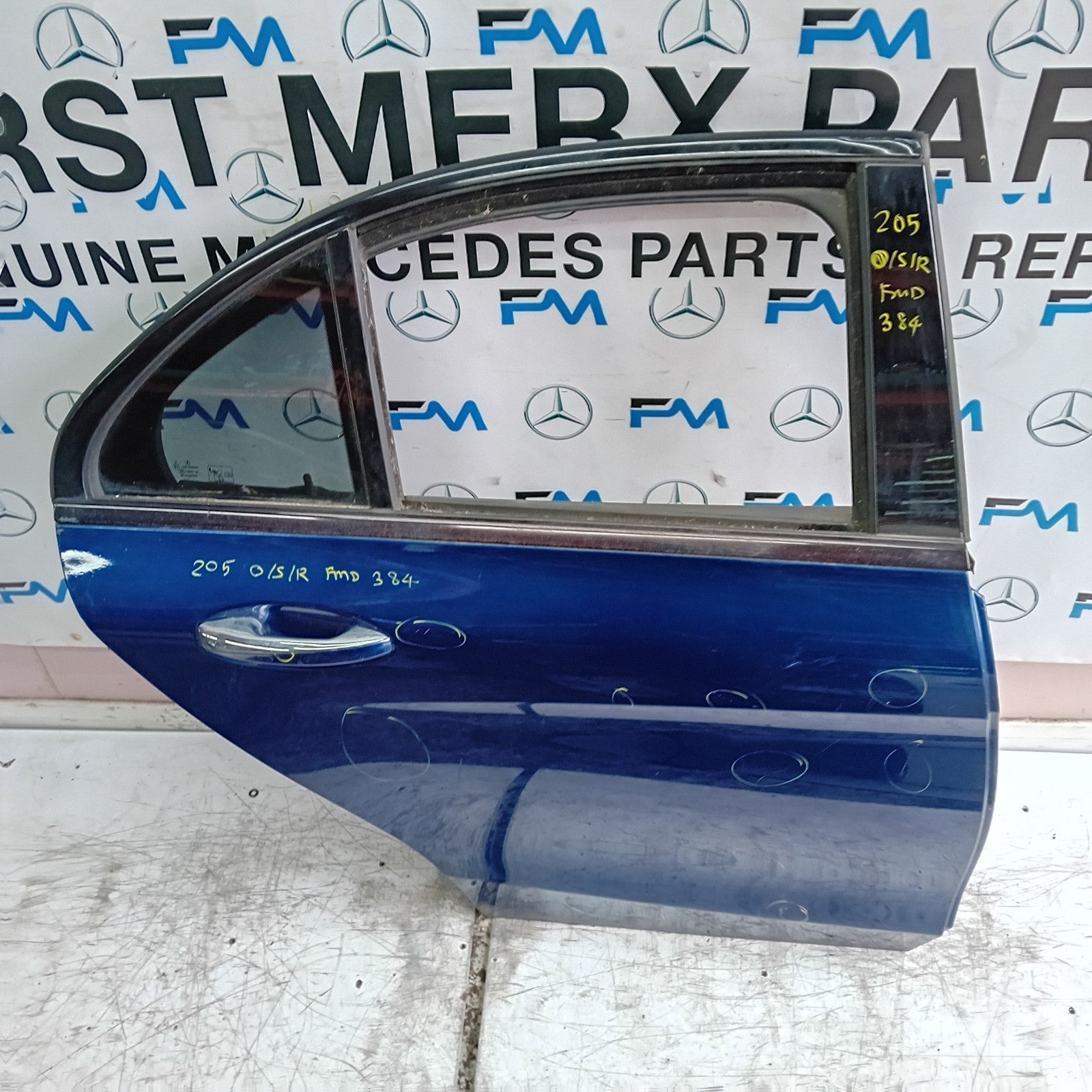 MERCEDES C-CLASS W205 DRIVER REAR DOOR NSR 2014 ON BLUE COMPLETE FMD384