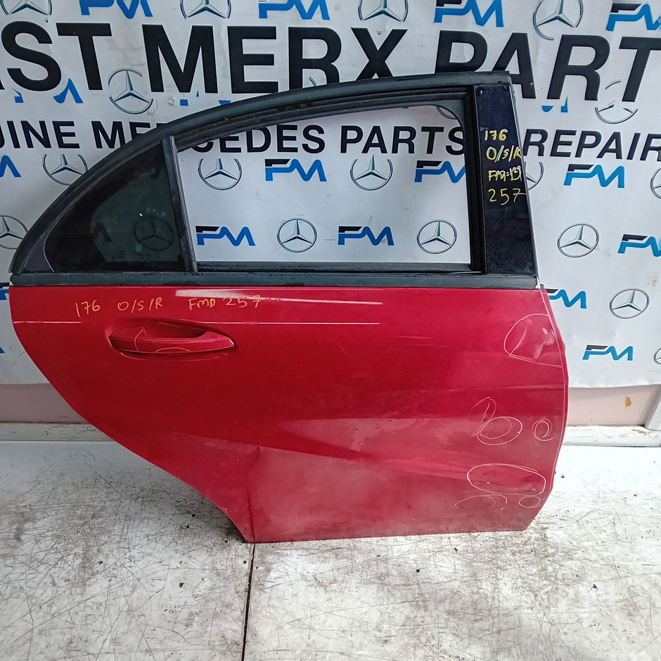 MERCEDES BENZ  A-CLASS W176 DRIVER REAR DOOR OSR RED 2012-18 COMPLETE FMD257