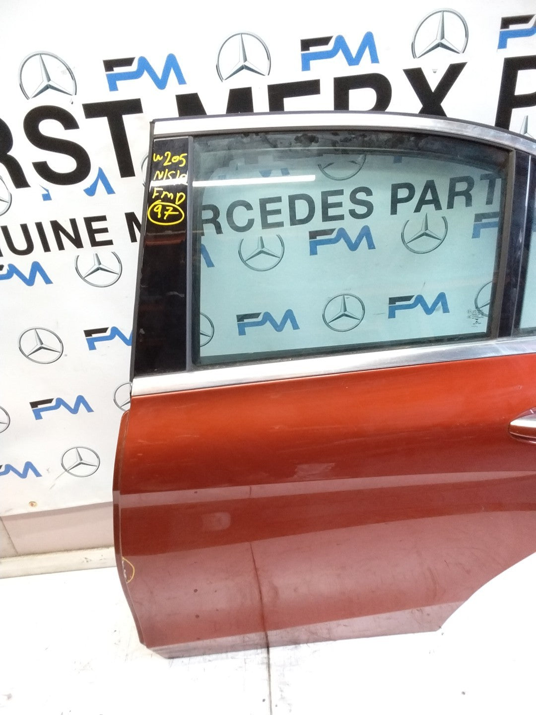 MERCEDES BENZ  C-CLASS W205 PASSENGER SIDE REAR DOOR N/S/R COMPLETE RED FMD97