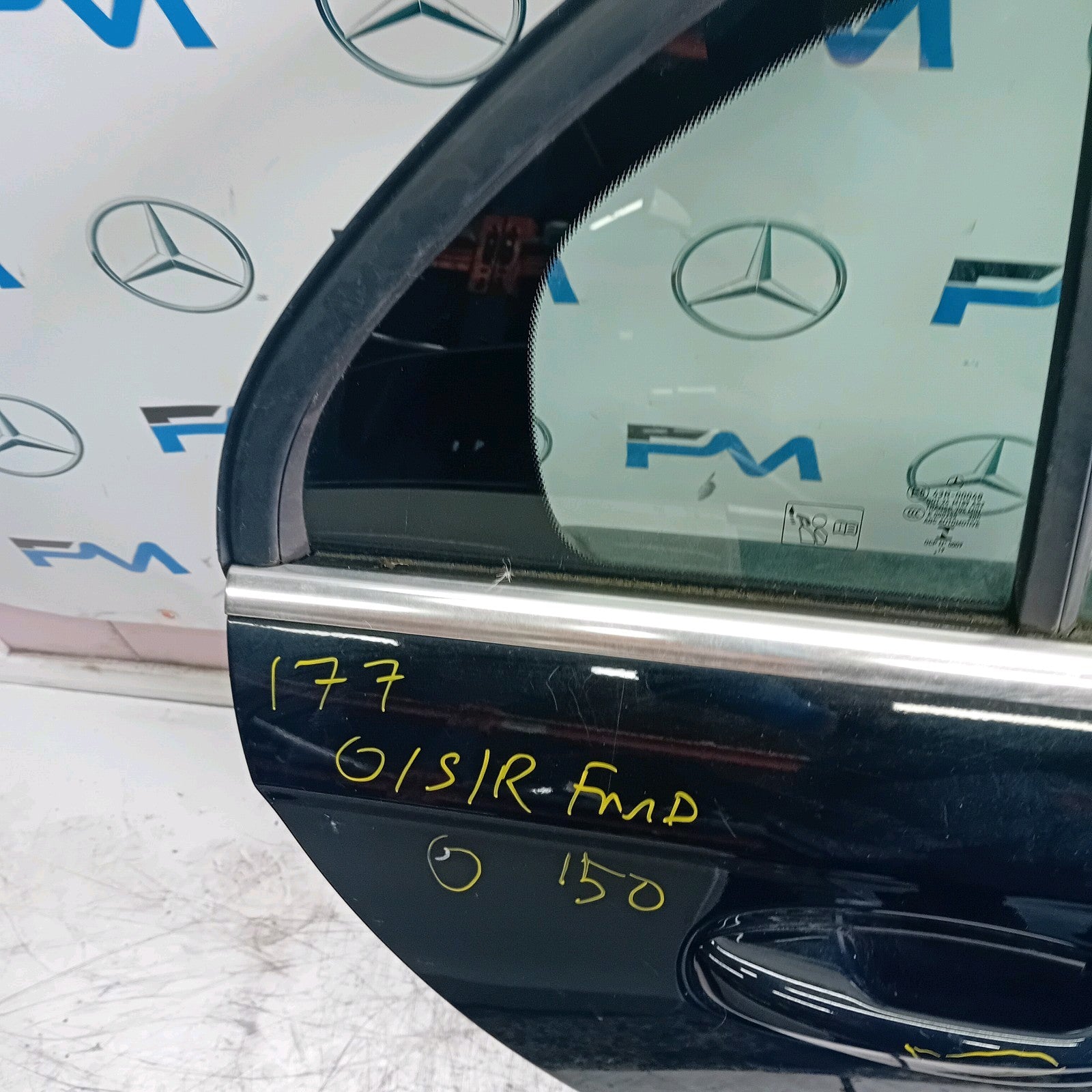 MERCEDES BENZ A-CLASS W177 DRIVER SIDE REAR DOOR O/S/R BLACK  COMPLETE FMD151
