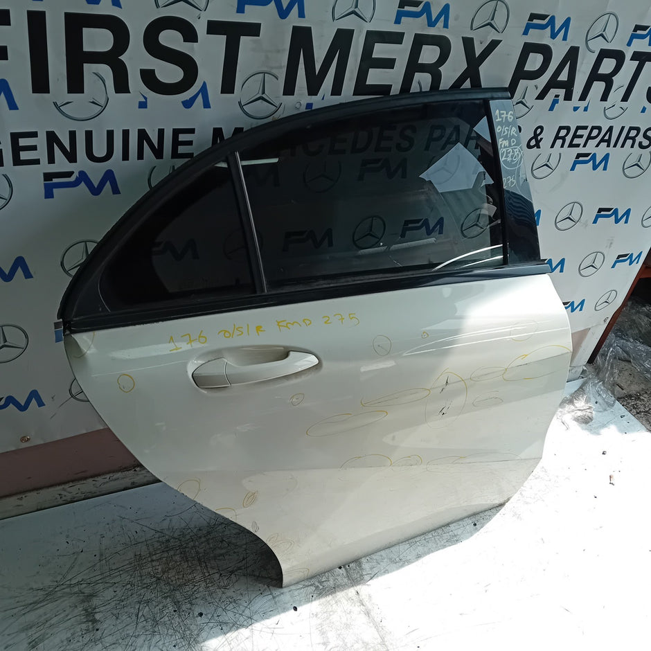 MERCEDES A-CLASS W176 SLN DRIVER REAR DOOR OSR 2012-18 WHITE COMPLETE FMD275