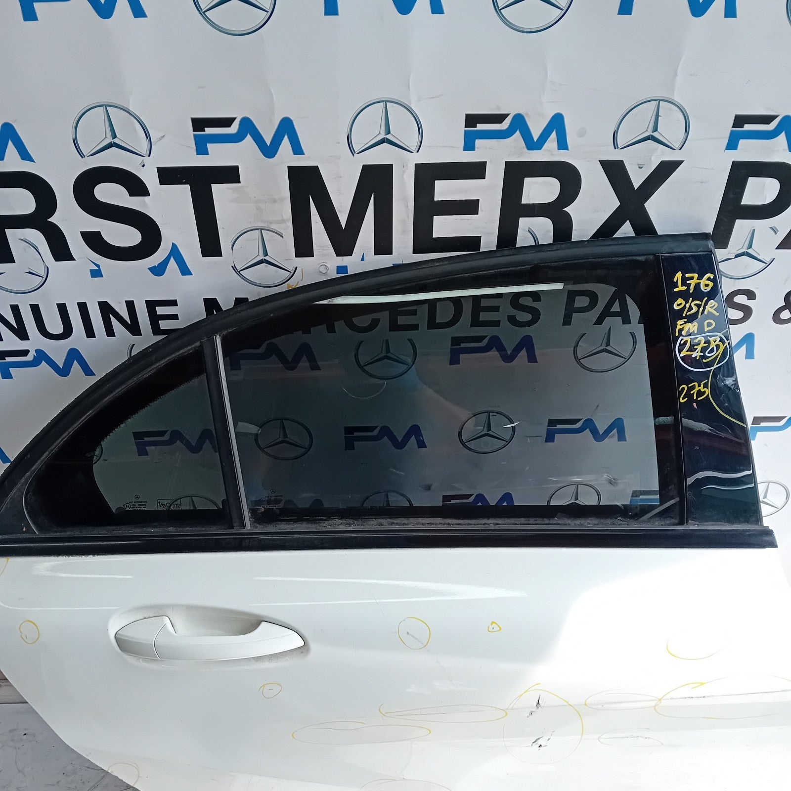 MERCEDES A-CLASS W176 SLN DRIVER REAR DOOR OSR 2012-18 WHITE COMPLETE FMD275