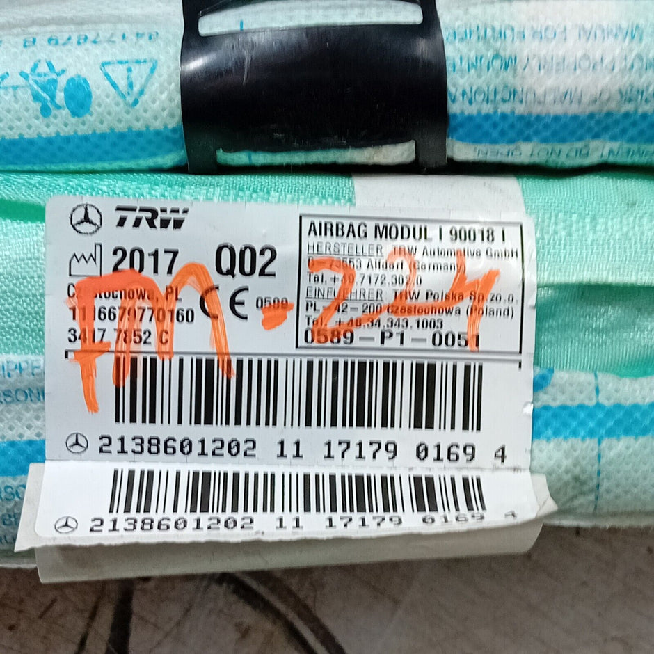 MERCEDES E220 CURTAIN AIR BAG 2138601202 RIGHT W213  ESTATE 2020 FM224