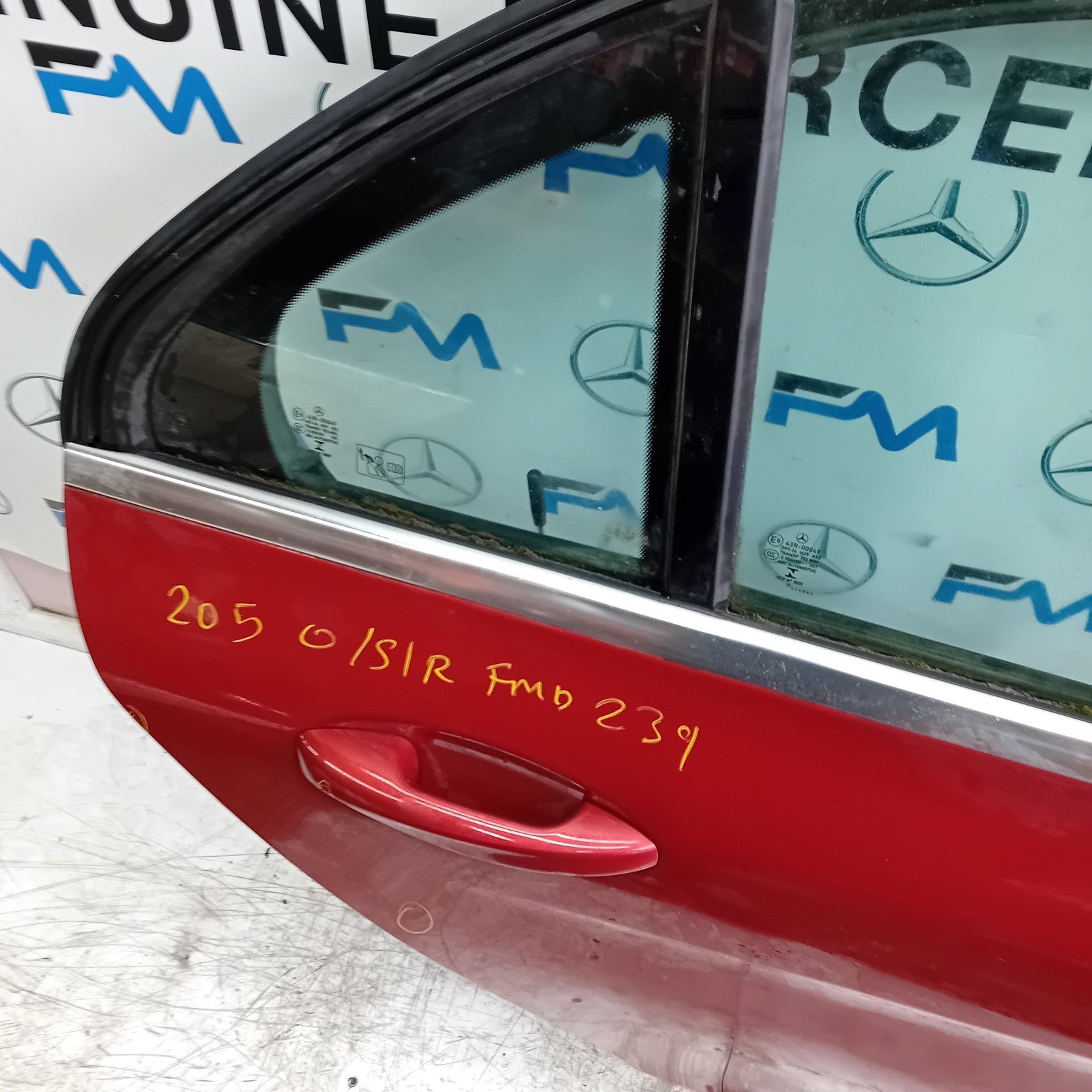 MERCEDES BENZ C-CLASS W205 SALOON DRIVER REAR DOOR OSR RED 2014 ON  FMD239