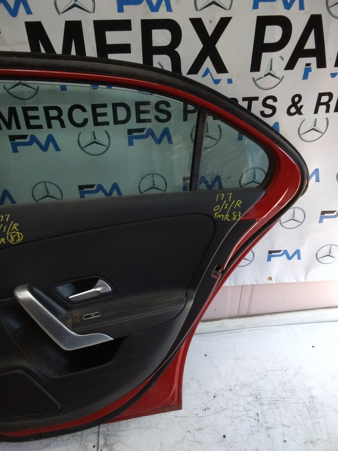 MERCEDES BENZ A-CLASS W177 DRIVER SIDE REAR DOOR O/S/R COMPLETE RED FMD83