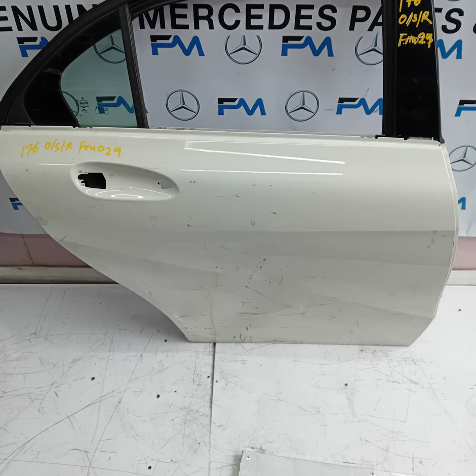 MERCEDES BENZ A-CLASS W176 DRIVER SIDE REAR DOOR O/S/R INCOMPLETE WHITE FMD29 