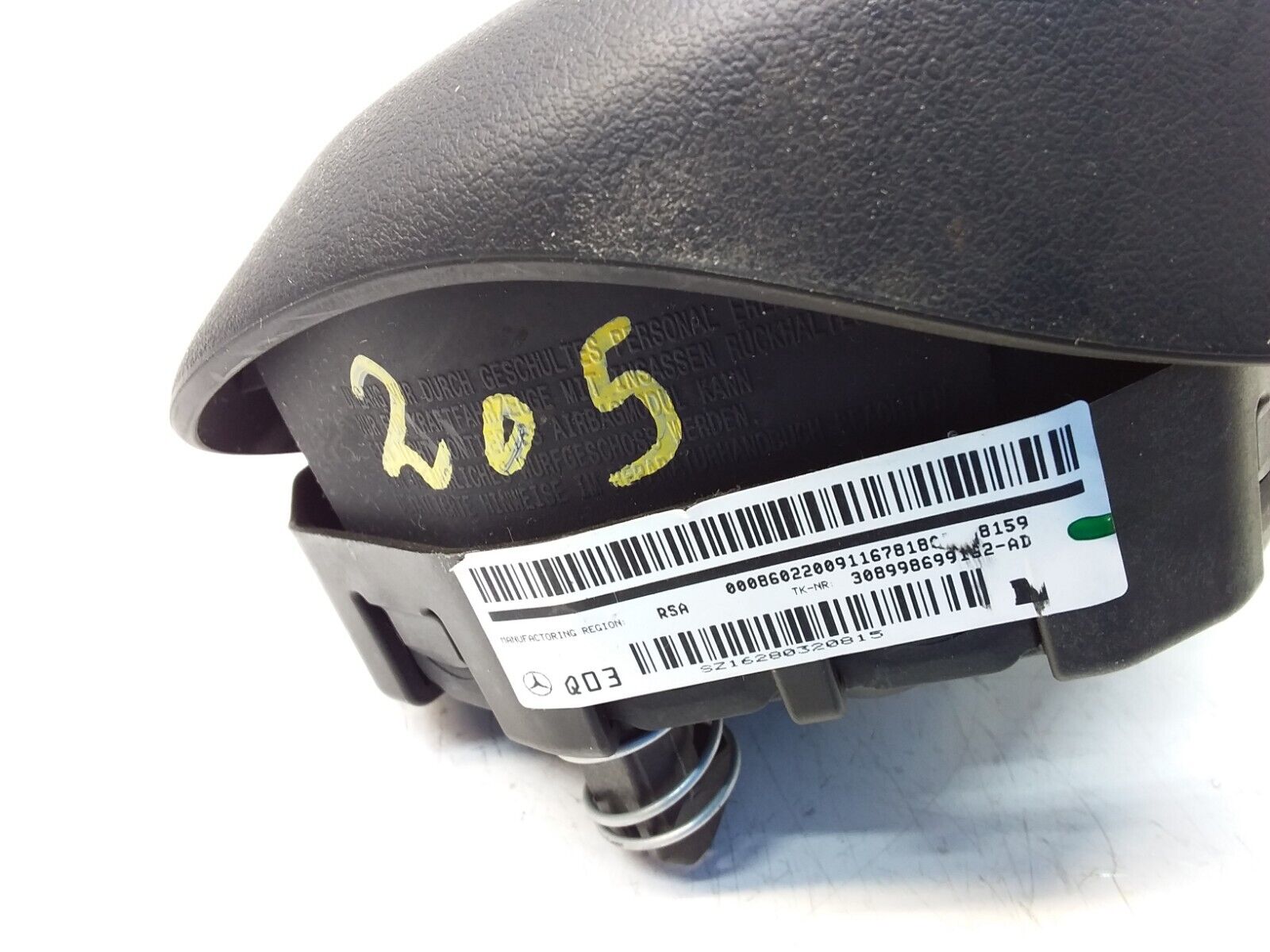 MERCEDES C-CLASS W205 STEERING WHEEL AIRBAG 308998799162-AD FM00486