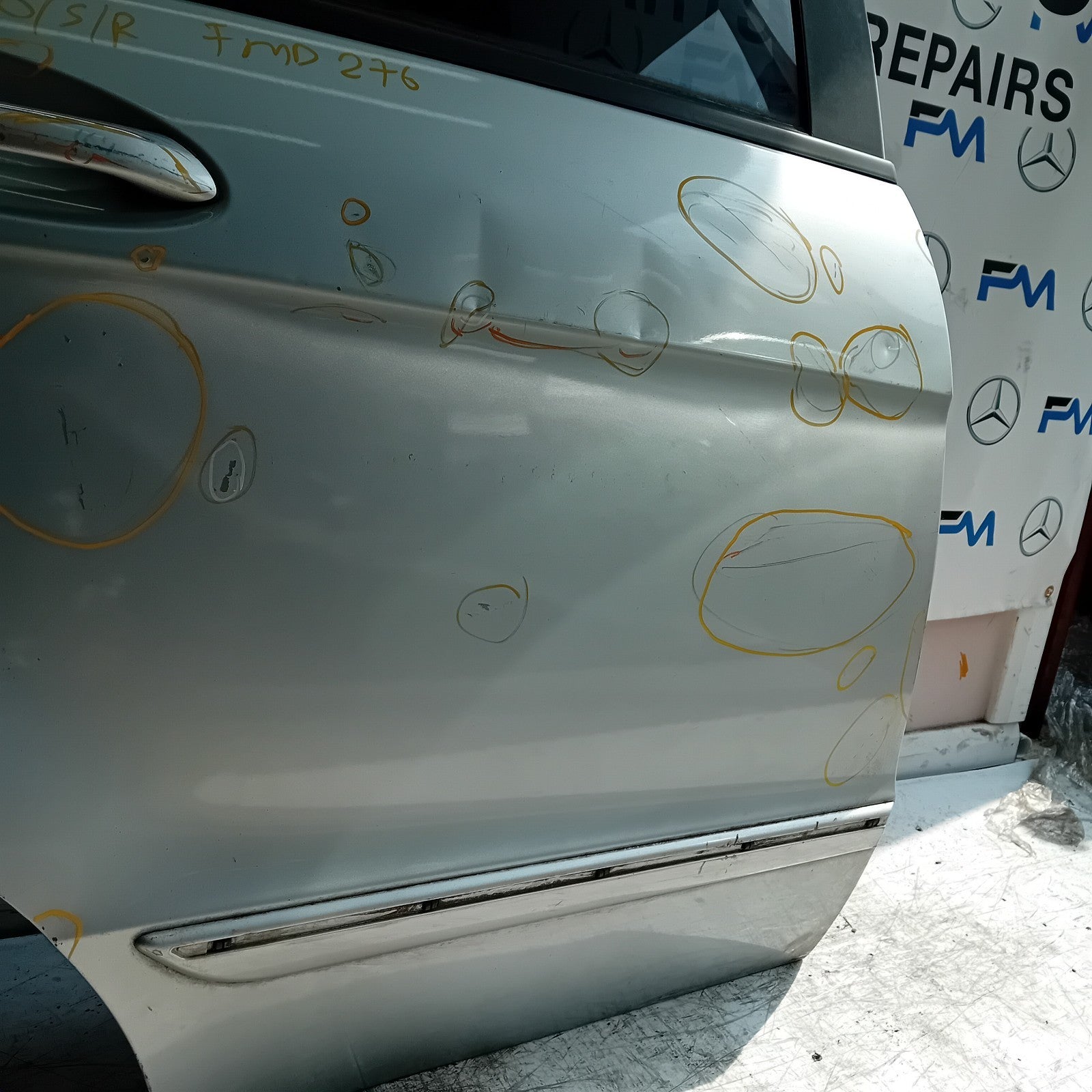 MERCEDES A-CLASS W169 DRIVER REAR DOOR OSR 2004-12 SILVER COMPLETE FMD276