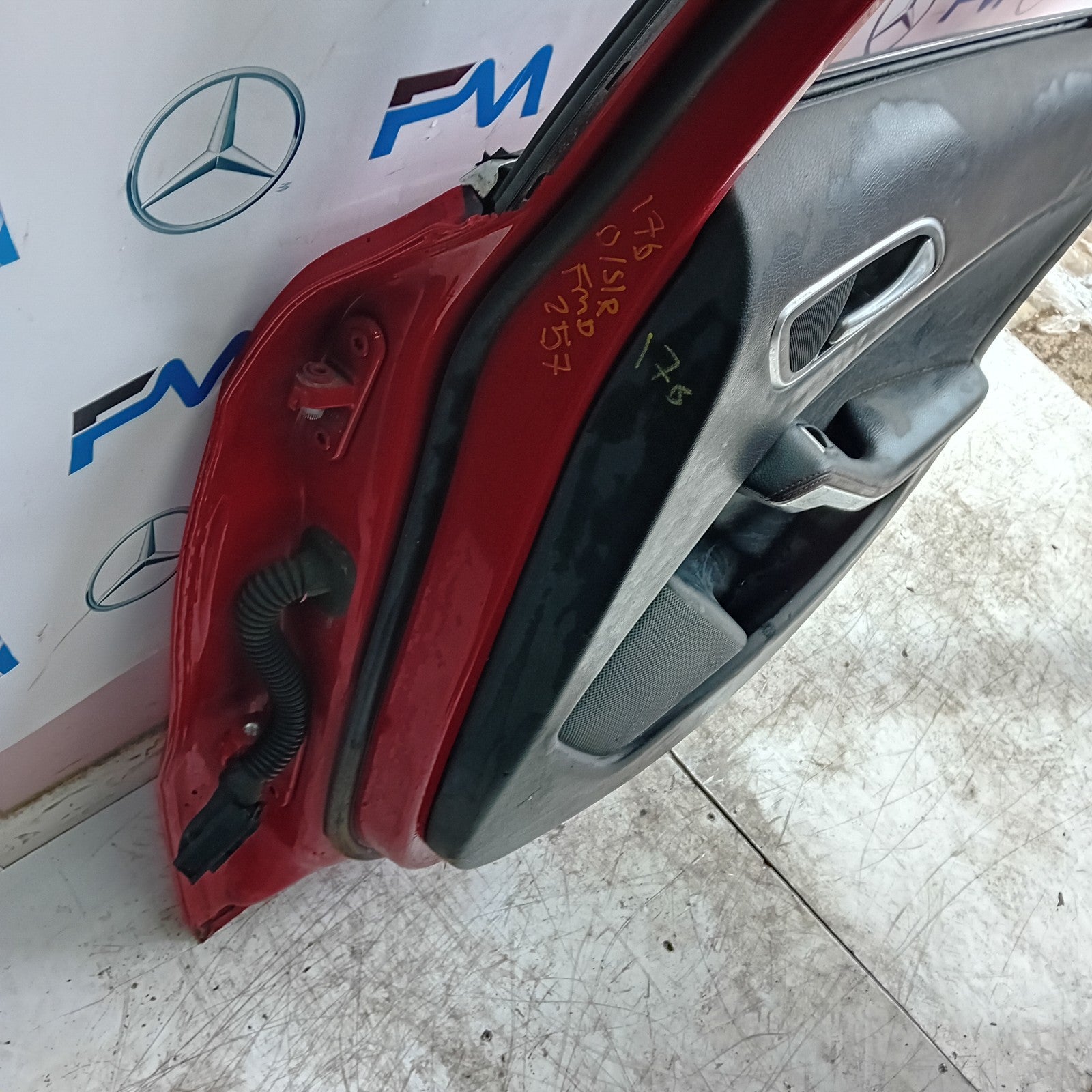 MERCEDES BENZ  A-CLASS W176 DRIVER REAR DOOR OSR RED 2012-18 COMPLETE FMD257