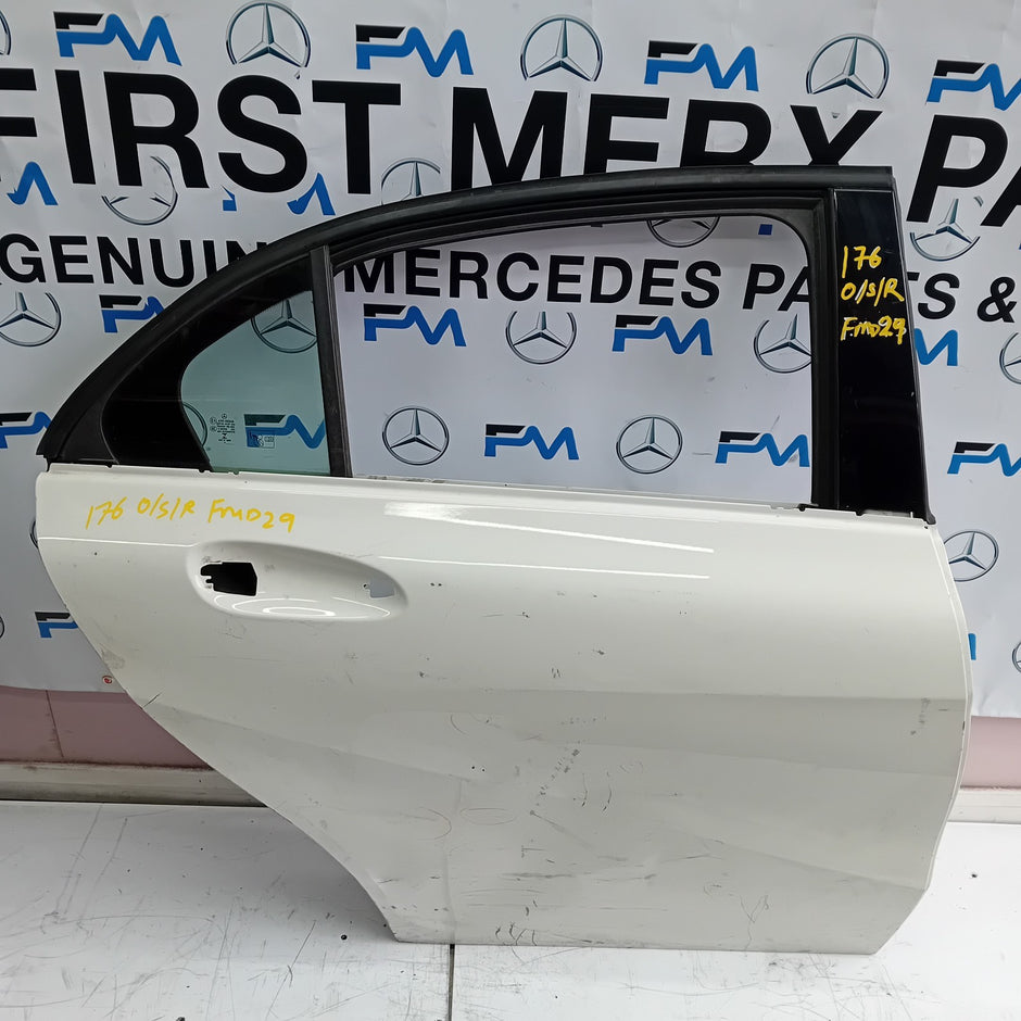 MERCEDES BENZ A-CLASS W176 DRIVER SIDE REAR DOOR O/S/R INCOMPLETE WHITE FMD29 