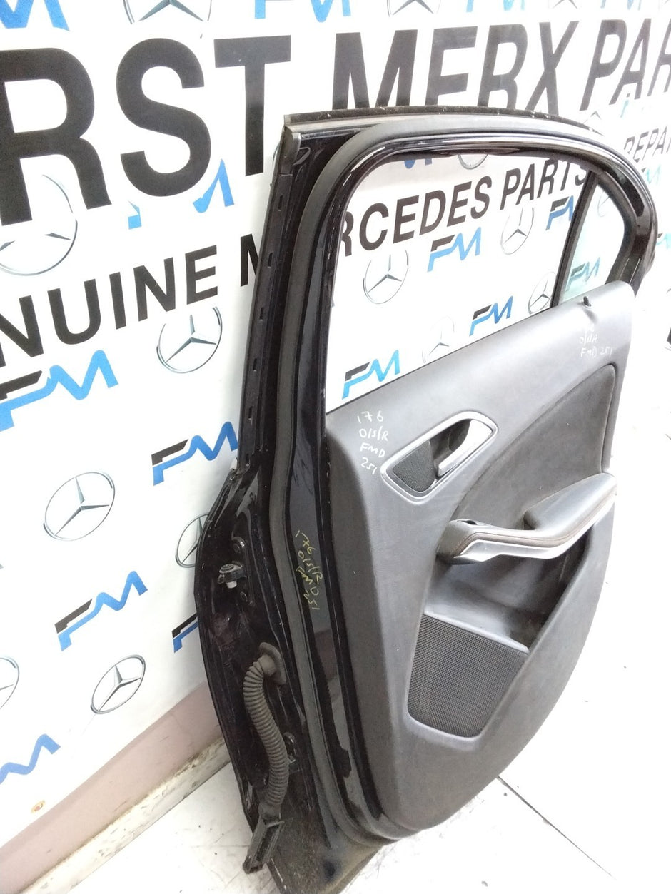MERCEDES A-CLASS W176 DRIVER REAR DOOR OSR BLACK 2012-18 COMPLETE FMD351