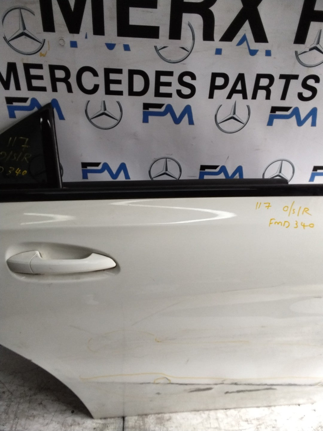 MERCEDES CLA W117 SLN DRIVER REAR DOOR OSR WHITE 2013-19 COMPLETE FMD340