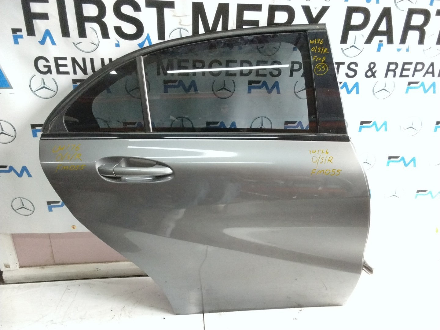 MERCEDES BENZ  A-CLASS W176 DRIVER SIDE REAR DOOR N/S/R COMPLETE GREY FMD55